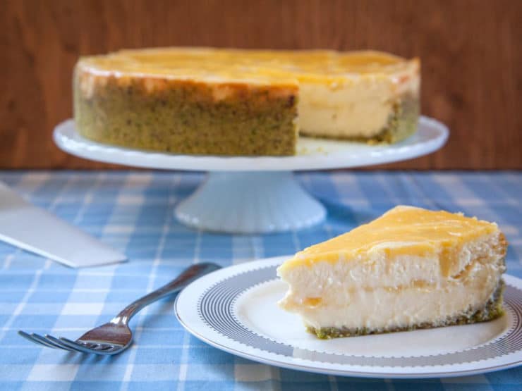 Passover Lemon Honey Cheesecake with Pistachio Crust - Irvin Lin of Eat the Love shares a simple and tasty Kosher for Passover lemon cheesecake recipe that everyone will enjoy, year round. 