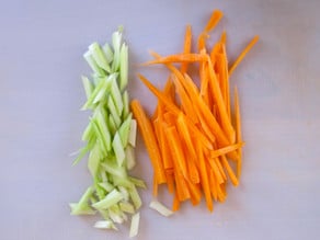 Julienned carrots and celery.