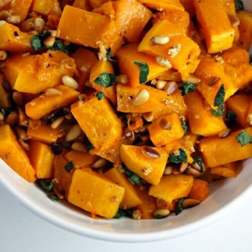 Roasted Butternut Squash with Garlic, Sage and Pine Nuts