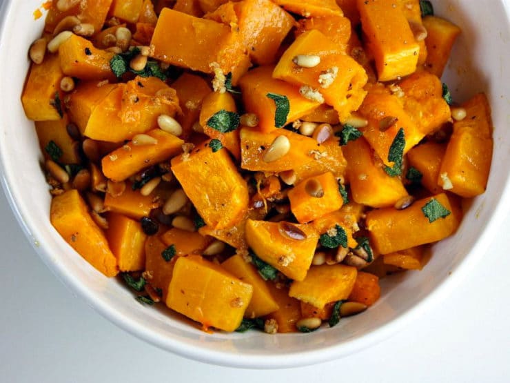 Roasted Butternut Squash with Garlic, Sage and Pine Nuts