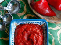 Bowl of Harissa, a spicy Middle Eastern chili garlic sauce
