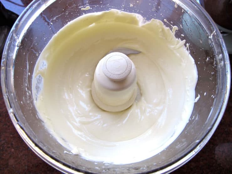 Butter and oil combined in the food processor.