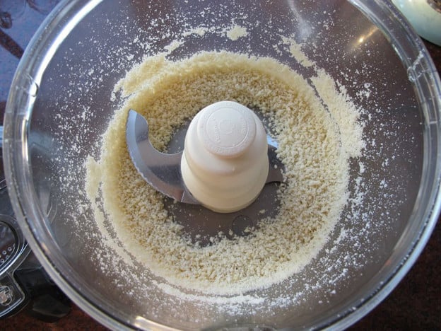Almonds ground to flour in a food processor.