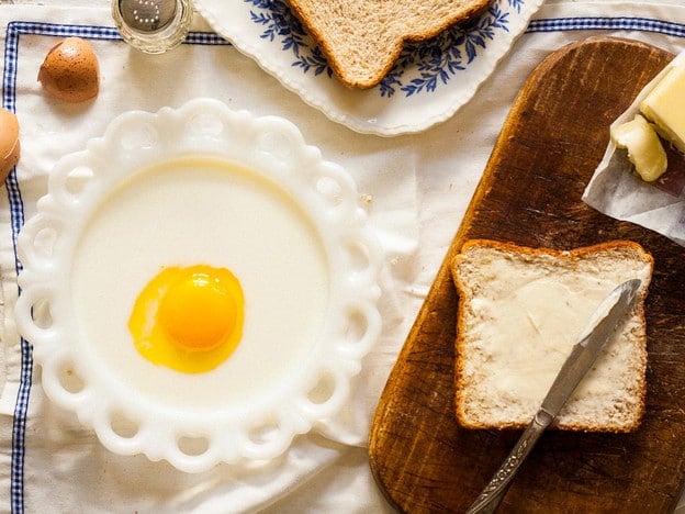 Egg and milk ready for dipping bread.