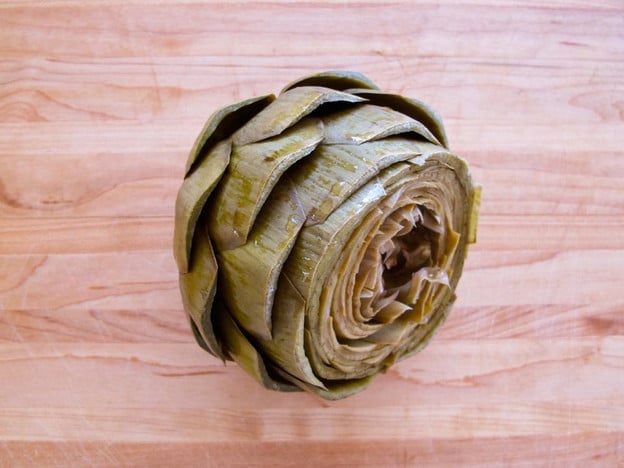 Cooked artichoke.