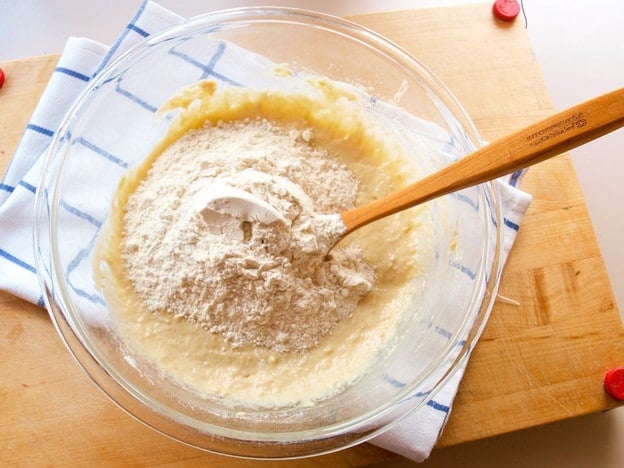 Mixing kolache dough.