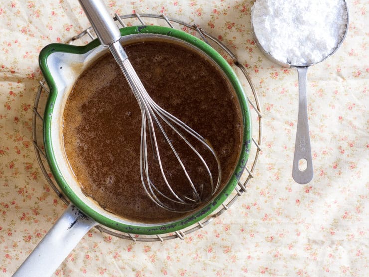 Brown sugar stirred into melted butter.