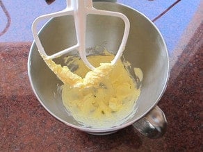 Beaten butter in a stand mixer.