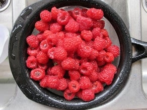 Rinsed raspberries.