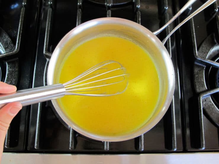 Melting butter in a saucepan.