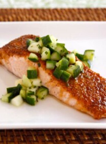 Spice Broiled Salmon with Green Apple Salad #easy #holiday #recipe