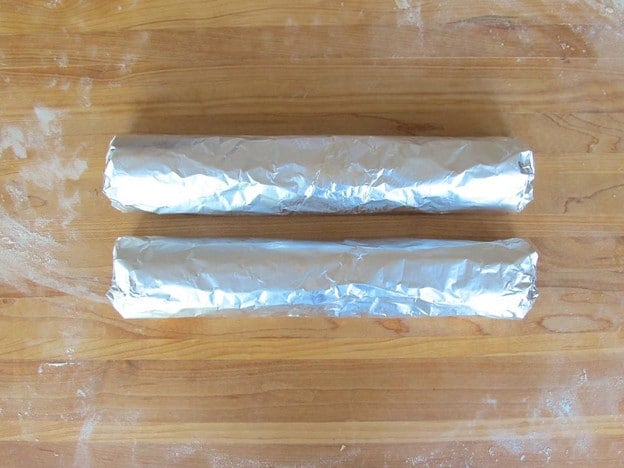 Wrap dough logs in foil.