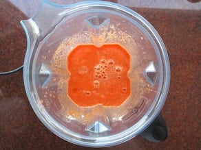 Paprikash sauce in a blender.