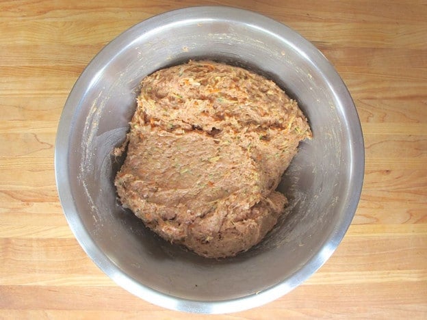 Add ground meat and combine.