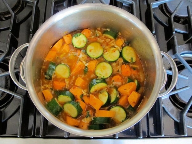 Broth added to pot.