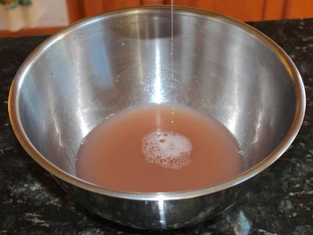 Strained apple juice.