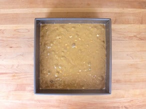 Blondie batter poured into prepared pan.