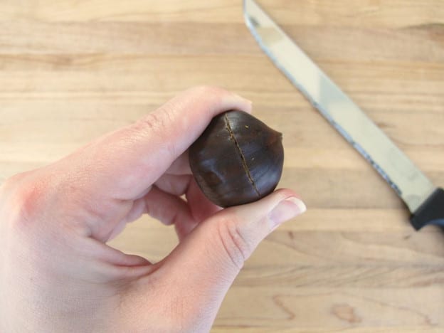Sliced chestnuts.