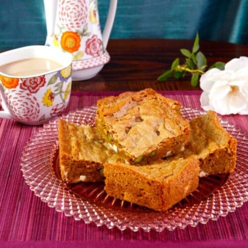 Pistachio Rose Blondies with White Chocolate & Browned Butter - Tempting and Exotic Dessert Recipe