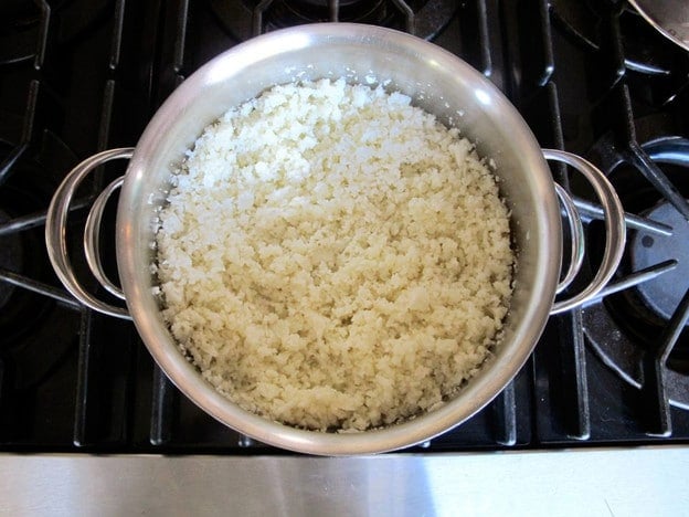 Steamed, riced cauliflower.