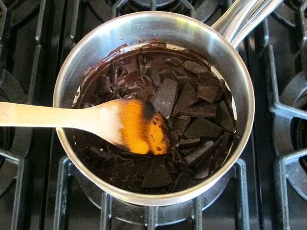 Melting chocolate in a double boiler.