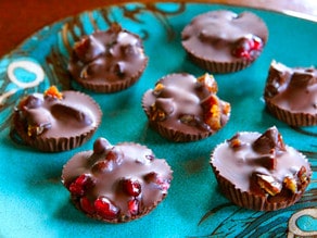 Dark Chocolate Fruit Candies with Pomegranates, Figs and Dates - Sweet Natural Treats
