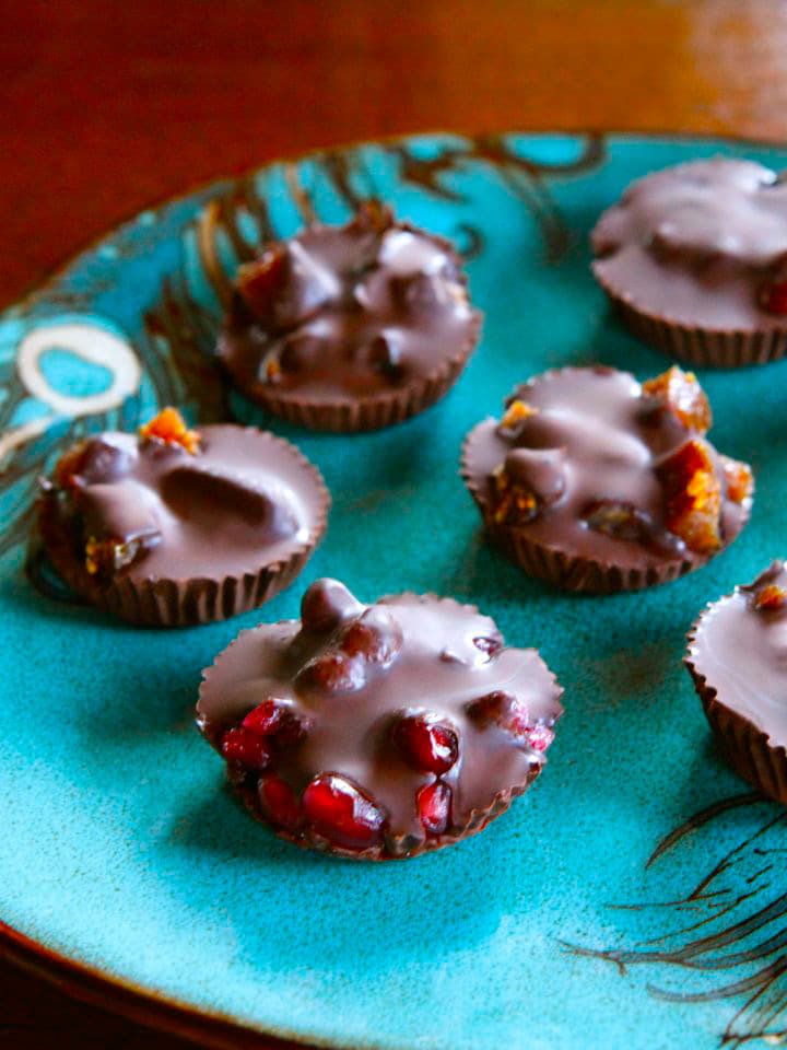 Dark Chocolate Fruit Candies with Pomegranates, Figs & Dates