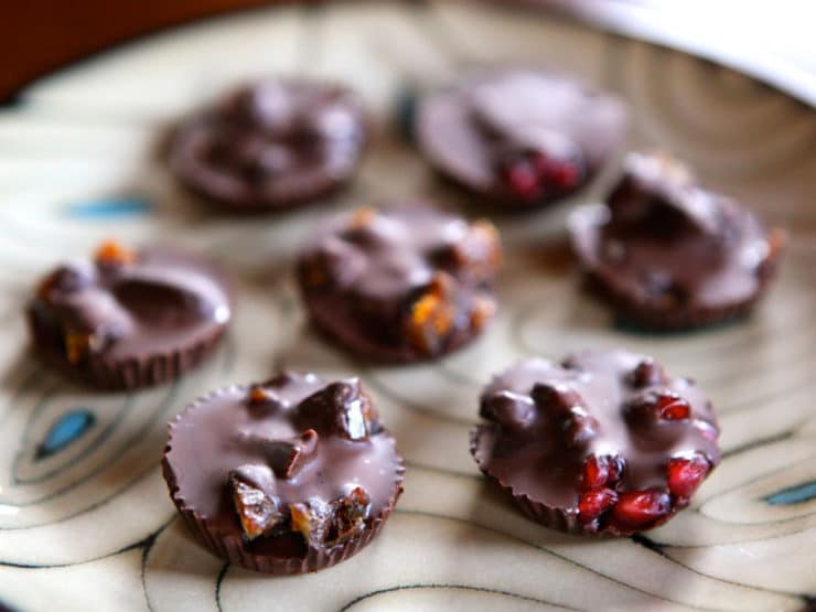 Dark Chocolate Fruit Candies with Pomegranates, Figs & Dates