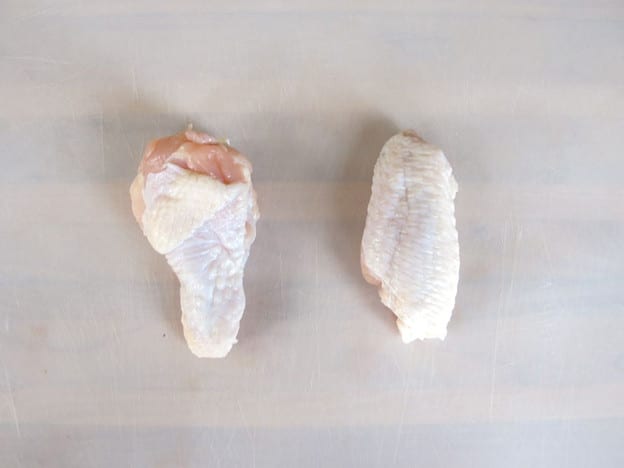 Chicken wing pieces ready to marinate.