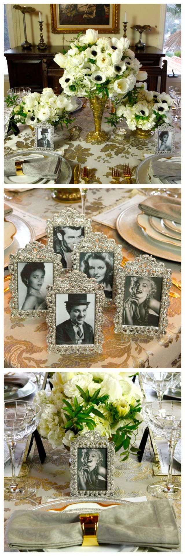 Golden Age of Hollywood Party - Party tablescape and floral design ideas for an elegant Oscar Party, Old Hollywood-themed wedding or a fabulous Birthday Soiree by Tori Avey.