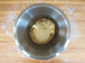 Bread dough set in a bowl to rise.