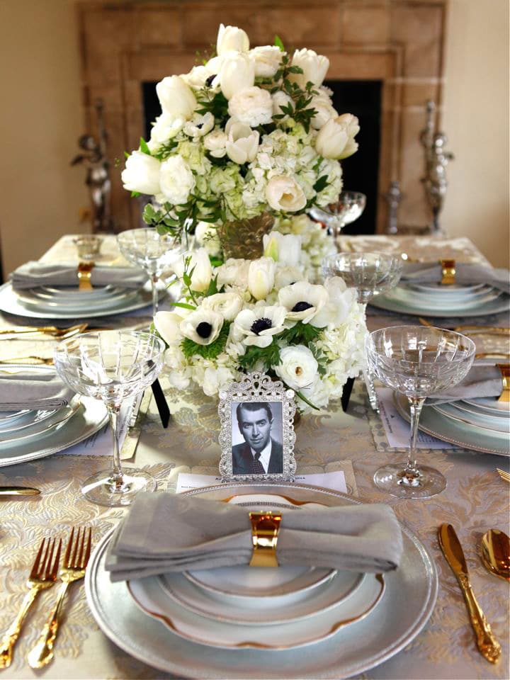 Golden Age of Hollywood Party - Party tablescape and floral design ideas for an elegant Oscar Party, Old Hollywood-themed wedding or a fabulous Birthday Soiree by Tori Avey.