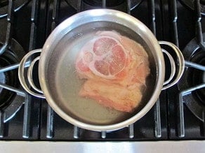 Veal in a stockpot of water.