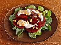 Roasted Beets with Tahini and Pine Nuts - Appetizer Salad, Aphrodisiac Recipe for Valentine's Day