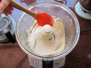 Soft serve ice cream prepared in a food processor.