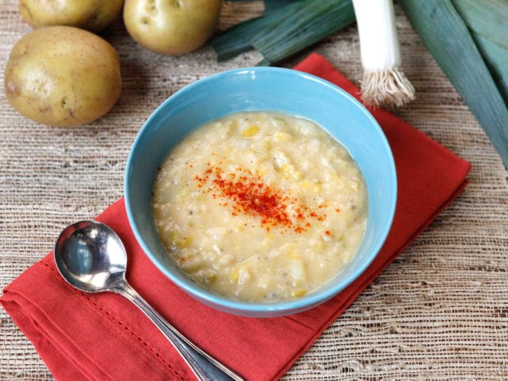 Smoky Potato Leek Soup - Easy, Cozy, Comforting Vegetarian Winter Soup Recipe by Tori Avey