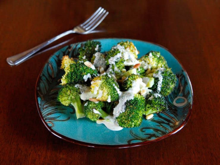 Roasted Broccoli Salad with Smoked Gouda Dressing - Simple, healthy and deliciously savory salad recipe with a subtle kick.