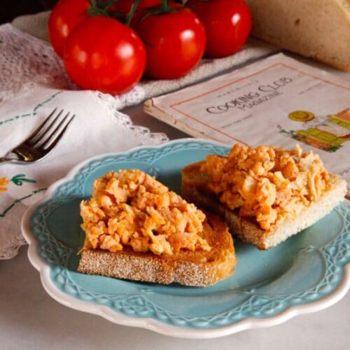Tomato Egg Scramble - Vintage Recipe from Cooking Club Magazine, March 1913