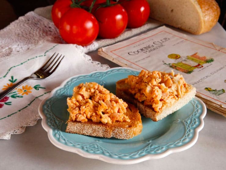 Tomato Egg Scramble - Vintage Recipe from Cooking Club Magazine, March 1913