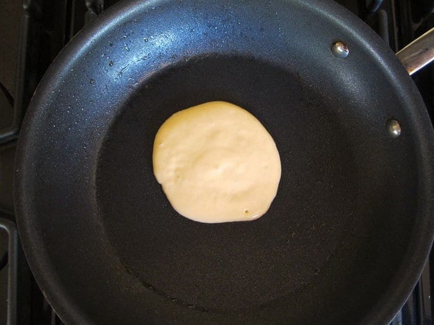 Batter poured on a skillet.