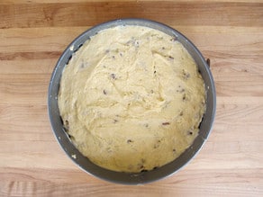 Remaining batter spread into a round cake pan.
