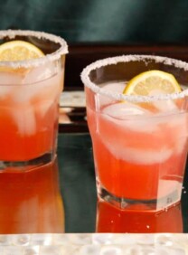 Rhubarb Rosewater Margarita - A Sweet-Tart Cocktail Recipe with Rhubarb Syrup, Lemon and Exotic Rosewater Essence by Tori Avey