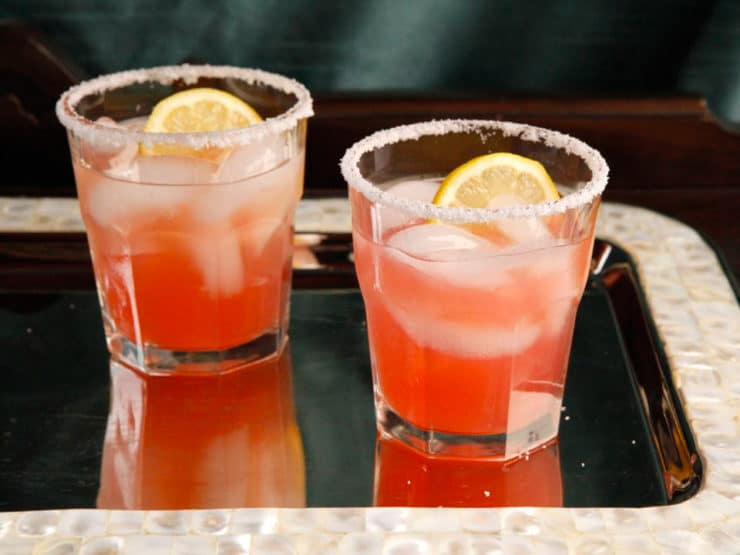 Rhubarb Rosewater Margarita - A Sweet-Tart Cocktail Recipe with Rhubarb Syrup, Lemon and Exotic Rosewater Essence by Tori Avey