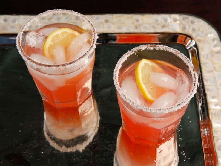 Rhubarb Rosewater Margarita - Sweet-Tart Cocktail Recipe with Rhubarb Syrup, Lemon & Exotic Rosewater #cincodemayo #mexican #happyhour
