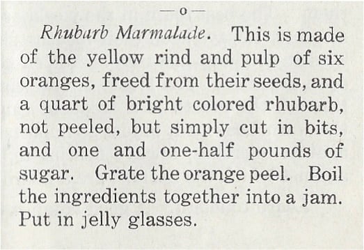 Rhubarb Marmalade - A vintage recipe for rhubarb marmalade, a delicious twist on sweet marmalade jam with step-by-step photos from Cooking Club, April 1907.