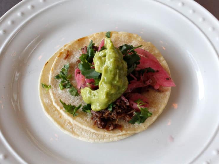 Katsuji's Smoky Chipotle Avocado Salsa - Authentic recipe for spicy salsa taquera with chipotle, tomatoes, tomatillos, avocado and lime from Chef Katsuji Tanabe, Mexikosher restaurant