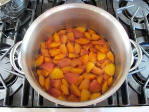 Sliced peaches cooked down.