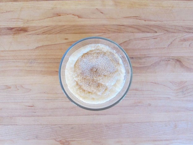 Yeast proofing in a small bowl.