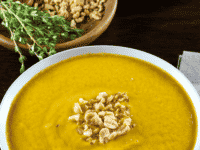 A warm and comforting soup made with sweet potatoes, perfect for the fall season