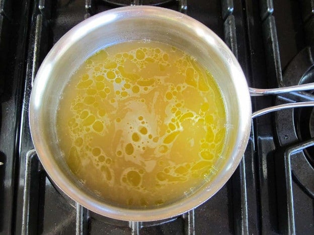 Soup simmering on the stove.